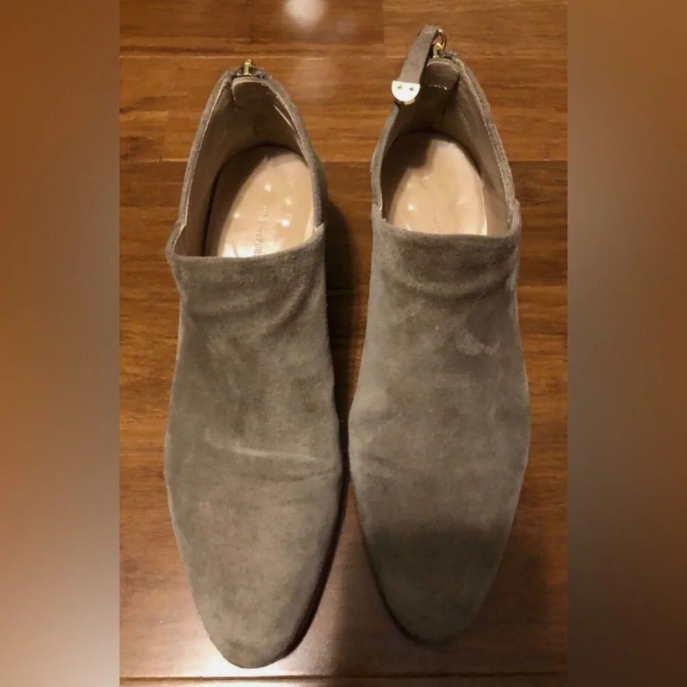 Diane Von Furstenberg Boots Size 7 Whitney Ankle Booties Taupe Suede Leather - Picture 7 of 9